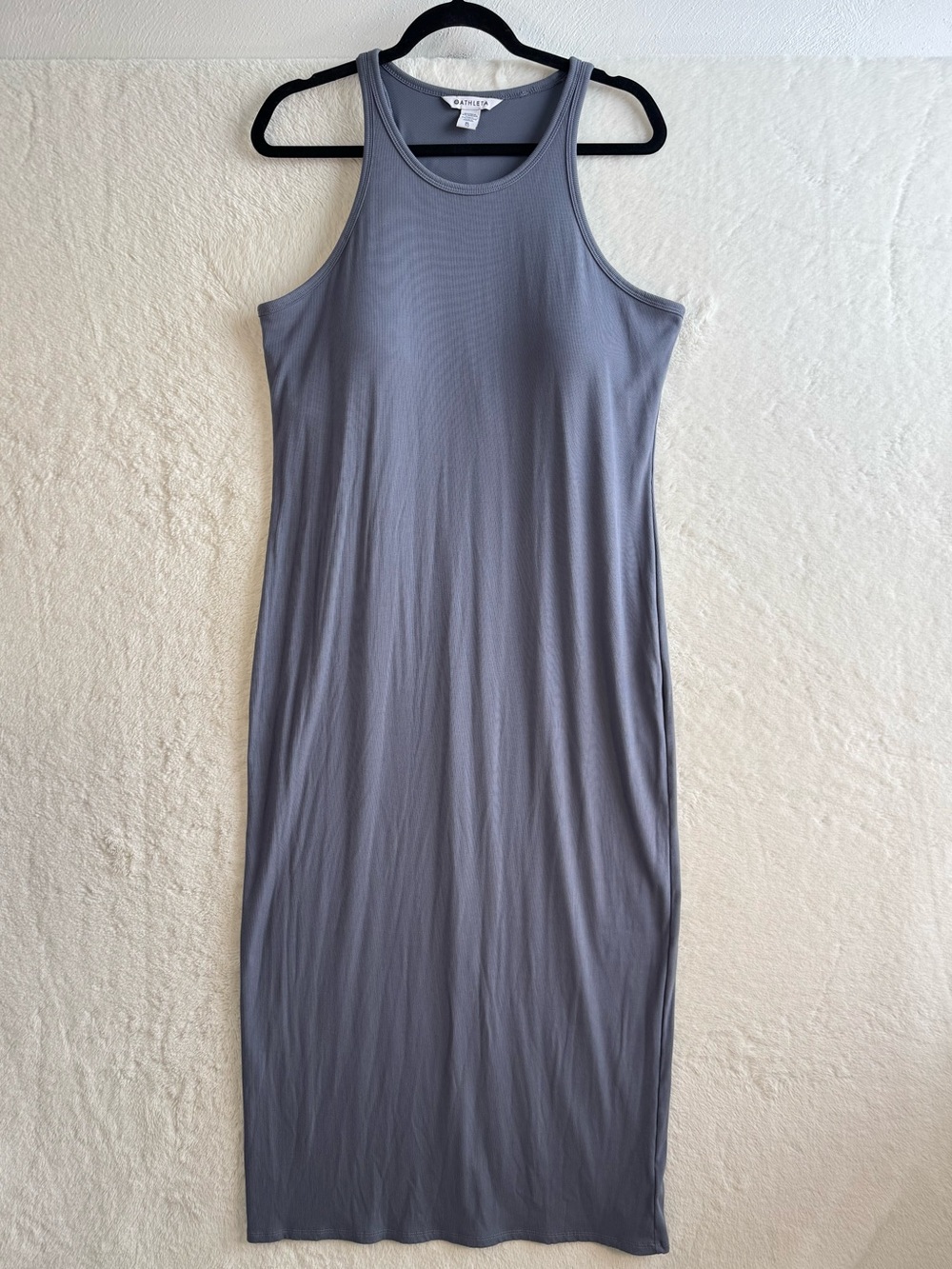 Athleta Signature Rib Maxi Dress Women's XL Slate Gray Modal Built-in Bra